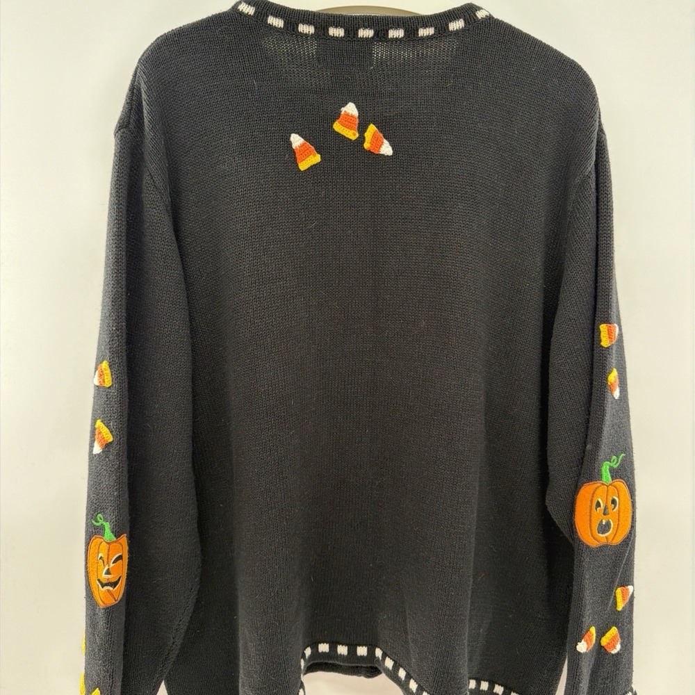 The Quacker Factory Sweater Women's Size 3X Black Pumpkin Candy Corn Halloween - Picture 4 of 8